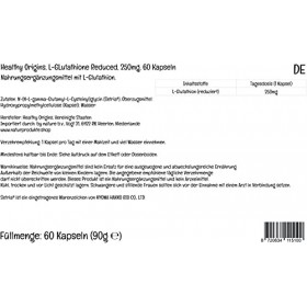 Healthy Origins, L-Glutathione Reduced L-Glutathion Réduit , 250mg, 60 Capsules végétaliennes, Testé en Laboratoire, Végétar