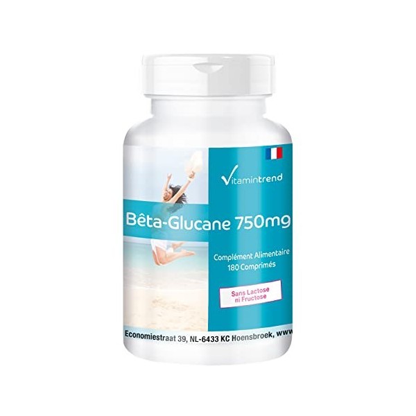 Bêta-glucane 750mg - dosage élevé - végétalien - 180 comprimés - 70% polysaccharides | Vitamintrend®