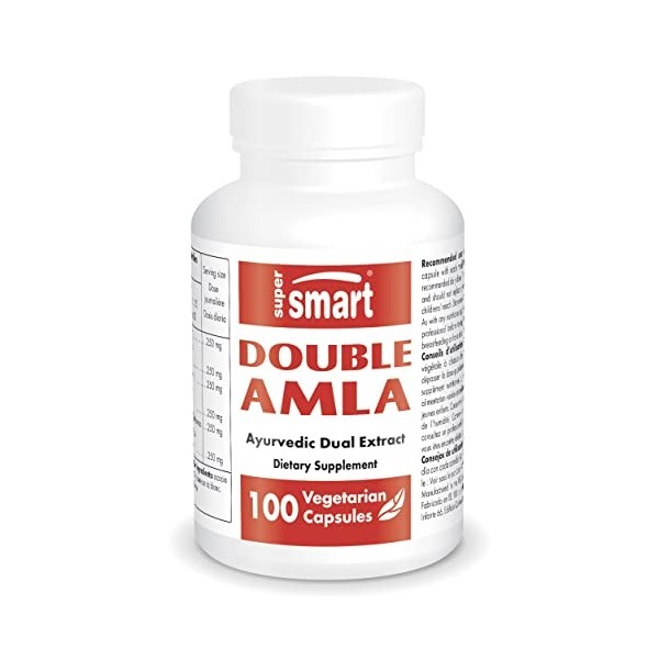 Double Amla - Contribue à une Bonne Santé Digestive - Renforce le Système Immunitaire - Normalisé à 45% de tanins, 10% de bêt