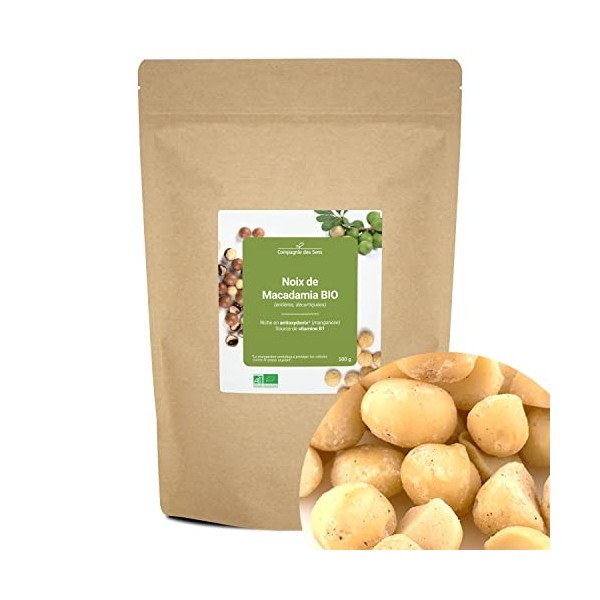 Noix de Macadamia BIO entières, décortiquées - riche en antioxydants - 500g