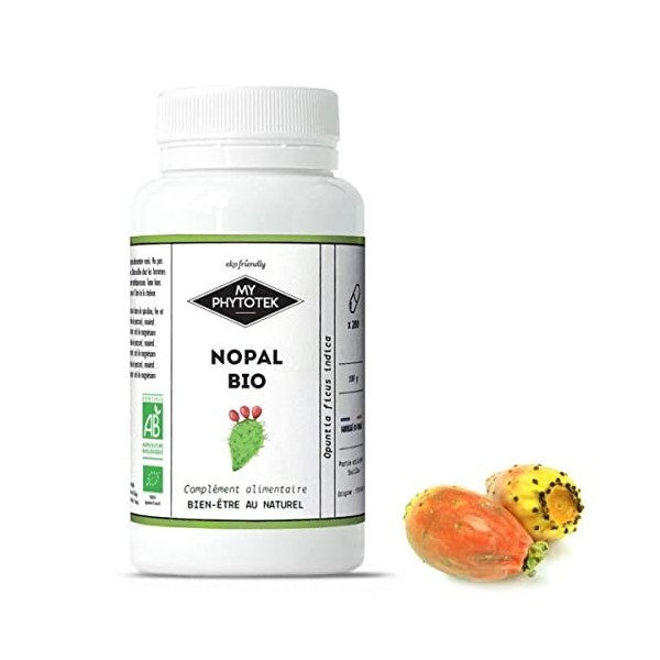 Gélules nopal BIO AB - 100% pures et naturelles - MY COSMETIK - pillulier grande taille - 200 gélules