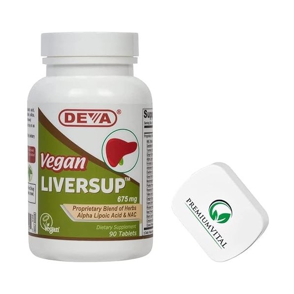 PremiumVital, Deva, Vegan Liver Support Vitamines du Foie , 90 Comprimés végétaliens, avec Pilulier Pratique, Sans Soja, San