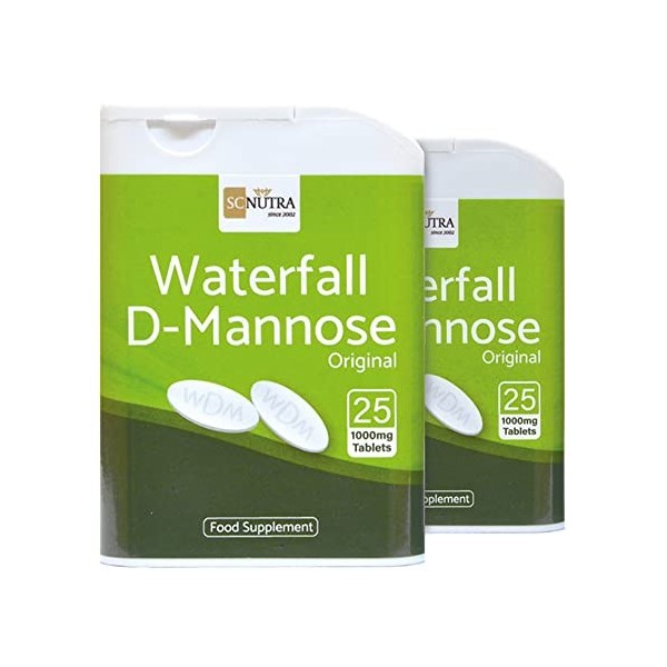Waterfall D-Mannose Comprimés - 1000mg - 50 Comprimés - D-mannose provenant de bouleau - D-mannose 100% pur - SC Nutra Sweet