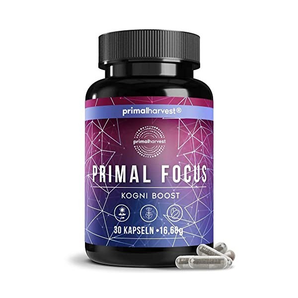 Kogni Boost Primal Harvest - 30 gélules nootropiques - Stimulant cerveau et concentration - Soutien naturel des fonctions cér