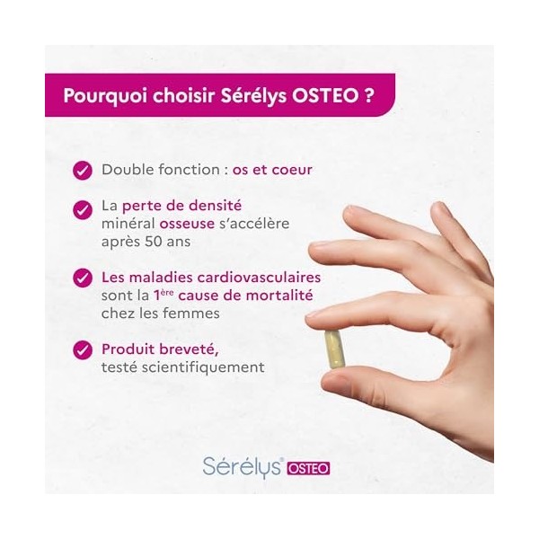 Sérélys OSTEO - Complément Alimentaire Capital Osseux - Maintien Ossature et Coagulation Normale - Vitamines K, D, B6, E - Pr