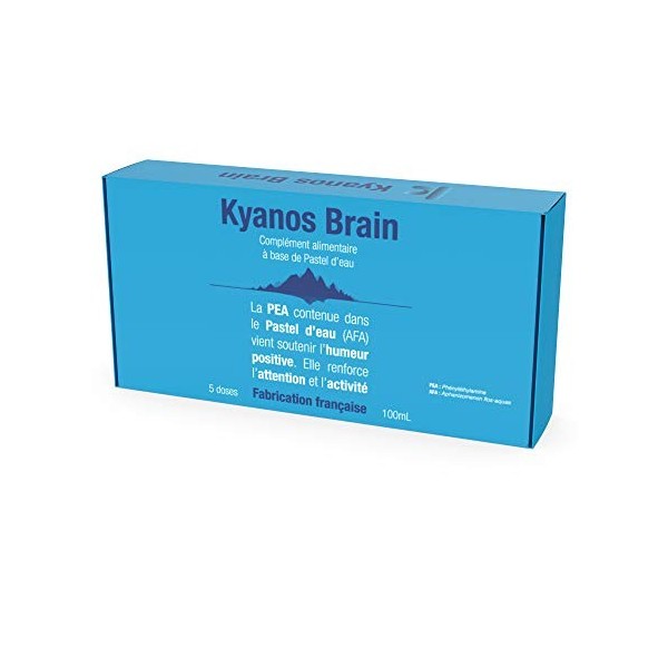 Kyanos Brain | Phycocyanine AFA Klamath | Extrait de Pastel deau | 20 doses | Agit sur la Mémoire la Concentration et lHume