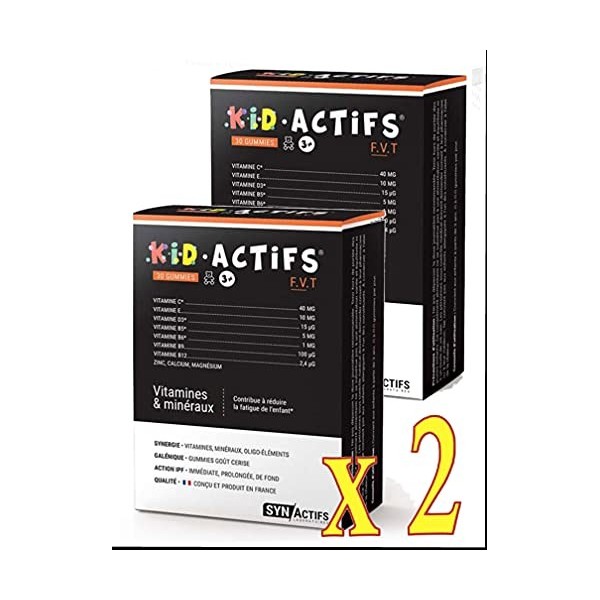 ARAGAN KID Actifs vitamines & minéraux x 30 gummies - Synactifs lot de 2 boites