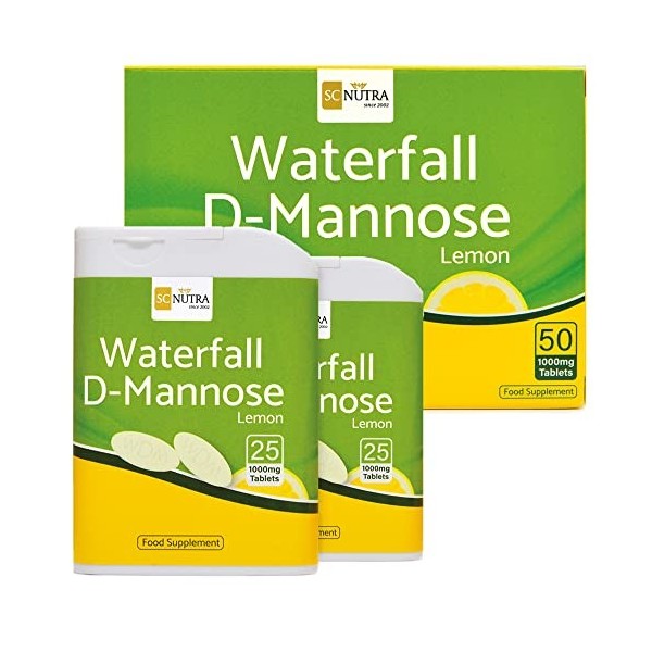 Waterfall D-Mannose Comprimés - comprimés à croquer de D-mannose -1000mg -D-Mannose provenant de bouleau & jus de citron - SC