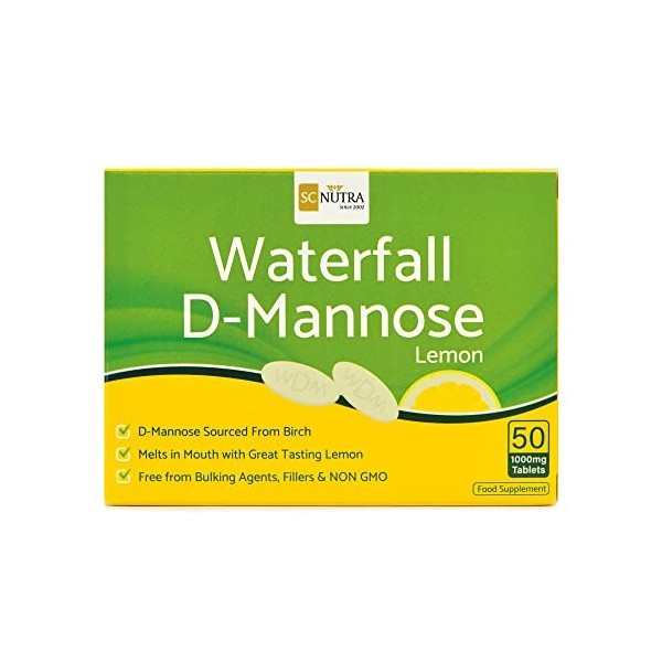 Waterfall D-Mannose Comprimés - comprimés à croquer de D-mannose -1000mg -D-Mannose provenant de bouleau & jus de citron - SC