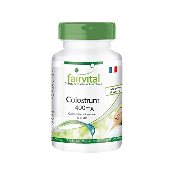 Fairvital | Colostrum 400mg Fortement dosé - 90 capsules - d´Allemagne - sans lESB - légèrement modifié