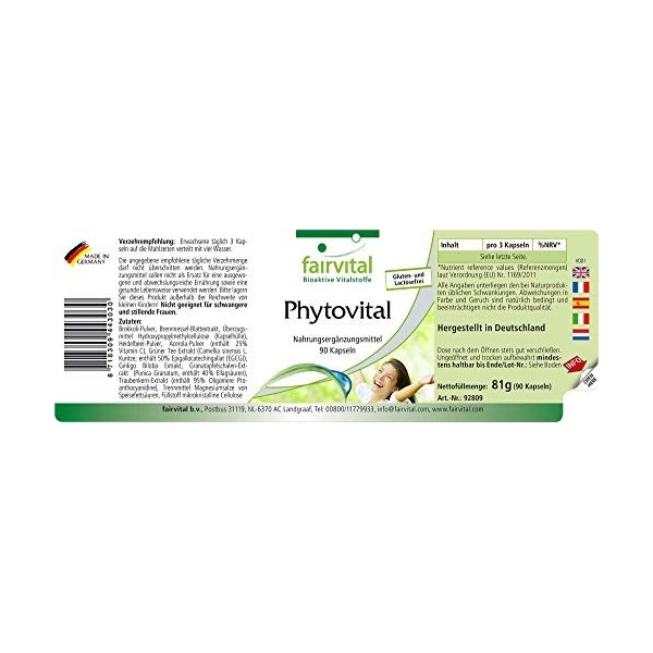 Fairvital | PhytoVital VEGAN - Fortement dosé - 90 capsules - plante de qualité extrait - multivitamine naturel