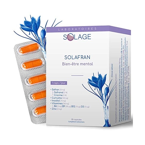 SAFRAN Ultraconcentré - Extrait Titré et Vitamines - Moral, Stress, Sommeil, Relaxation, Humeur - 30 capsules de Saffron avec