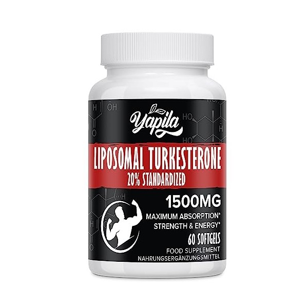 Gélule de Turkesterone Liposomale - 1500 mg dExtrait dAjuga Turkestanica, Standardisé à 20% de Turkesterone, Absorption Max