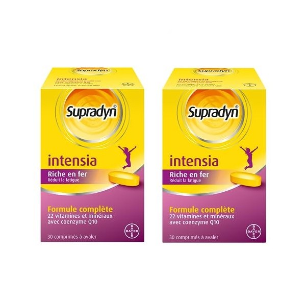 Supradyn Intensia - Multivitamines dont vitamine C, Vitamine D, Minéraux Fer,Magnésium, Calcium et coenzyme Q10 - Réduit la