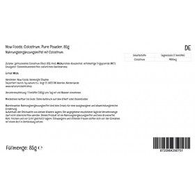 Now Foods Colostrum, 1400mg, 85g poudre, goût vanille, Testé en laboratoire, Sans Gluten, Sans Soja, Sans OGM