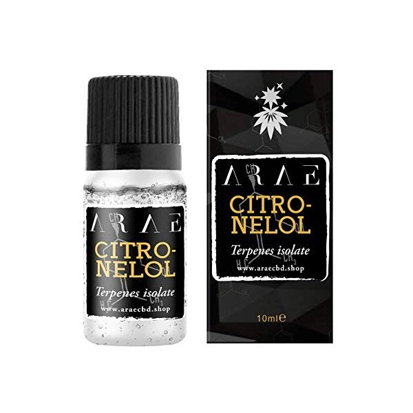 ARAE - Terpène Pur Citronellol - 100% pure organique de qualité alimentaire, fabriqué en Espagne, qualité GMP, 10ml