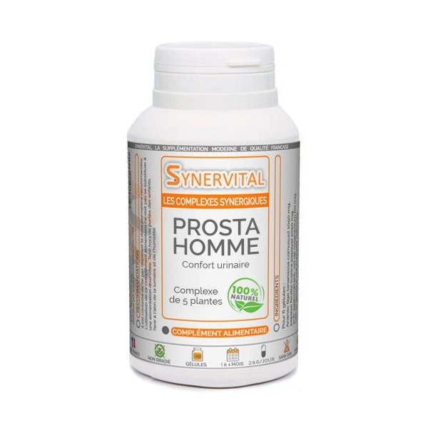 Prosta Homme - 240 gélules dosées à 300mg - Complexe de plantes pour la Prostate, les troubles urinaires - Sabal - Courge - E