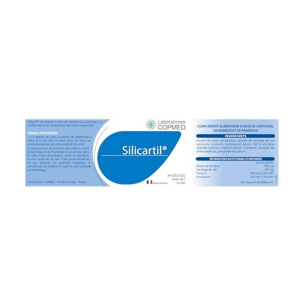 LABORATOIRES COPMED - Silicartil® - Complément alimentaire - Solidité des os - Résistance des tissus conjonctifs - Marque Fra