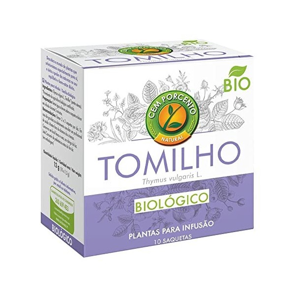 Cem Porcento - Tomilho/Thym Biologique Thymus vulgaris L. - 8 x 10 sachets