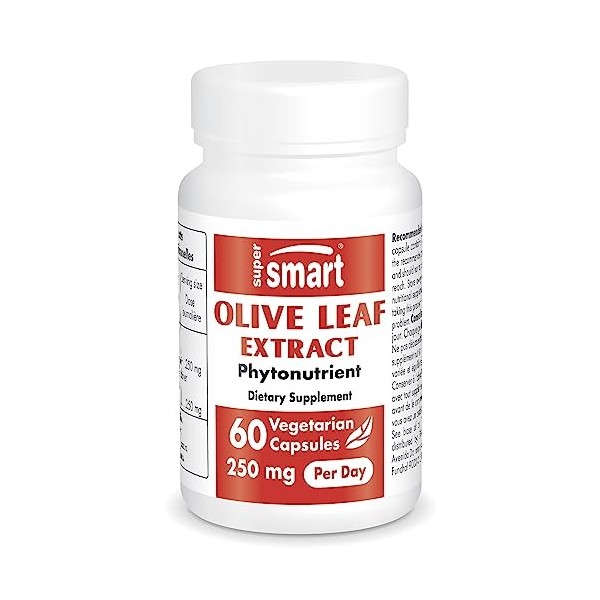 Supersmart - Olive Leaf Extract 125 mg - Conçue Naturellement à Partir des Feuilles d’Olivier - Contribue à Diminuer le Taux 