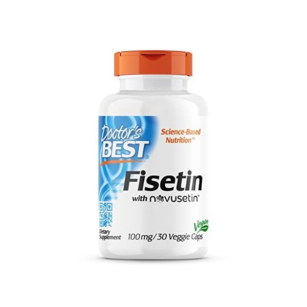 Doctors Best, Fisetin avec Novusetin, 100mg, 30 Capsules végétaliennes, Testé en Laboratoire, Sans Gluten, Sans Soja, Végéta