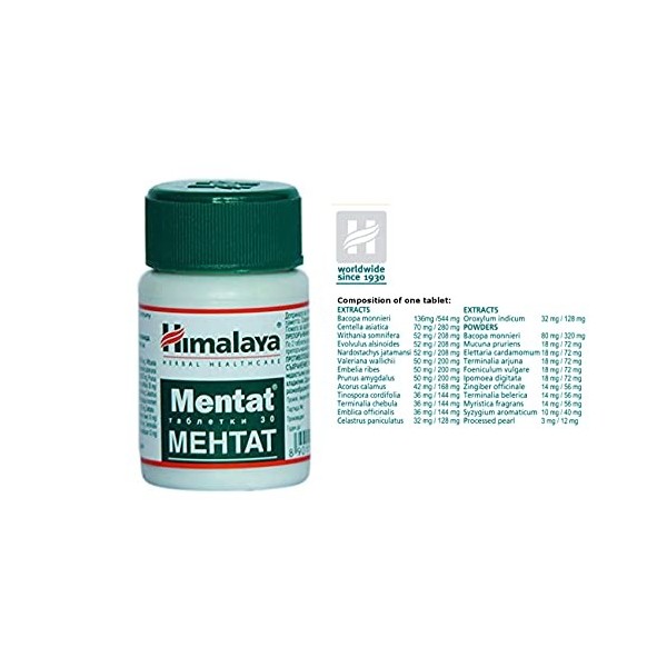 10 x30 tablets MENTAT Himalaya Herbal supports normal memory and attention - Total 300 Tablets