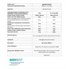 BODY & FIT Egg White Powder - Poudre de protéine de blancs dœufs - Sachet de 1kg