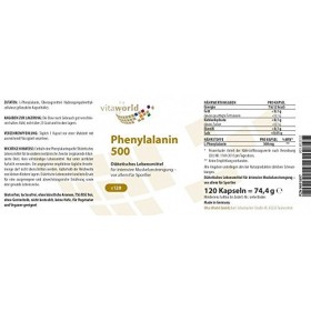 Vita World Pack de 3 L-Phénylalanine 500mg 3 x 120 Capsules Made in Germany