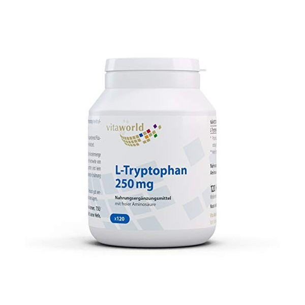 Vita World Pack de 3 L-Tryptophane 250mg 3 x 120 Capsules Made in Germany