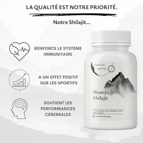 Extrait pur de Shilajit 120 capsules | +2 mois | Source himalayenne hautement potente avec acide fulvique | acide humique et 