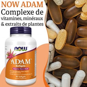 Now Foods, ADAM, Multivitamines pour Hommes, 90 Capsules molles, Testé en Laboratoire, Sans Gluten, Végétarien, Sans OGM