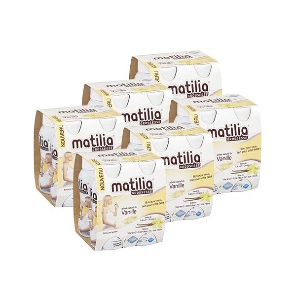 Matilia - Boisson Lactée Grossesse - Vanille - Riche en Vitamines et en Minéraux - Femme enceinte - Lot de 6