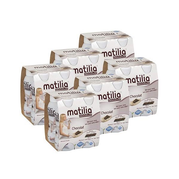 Matilia - Boisson Lactée Grossesse - Chocolat - Riche en Vitamines et en Minéraux - Femme enceinte - Lot de 6