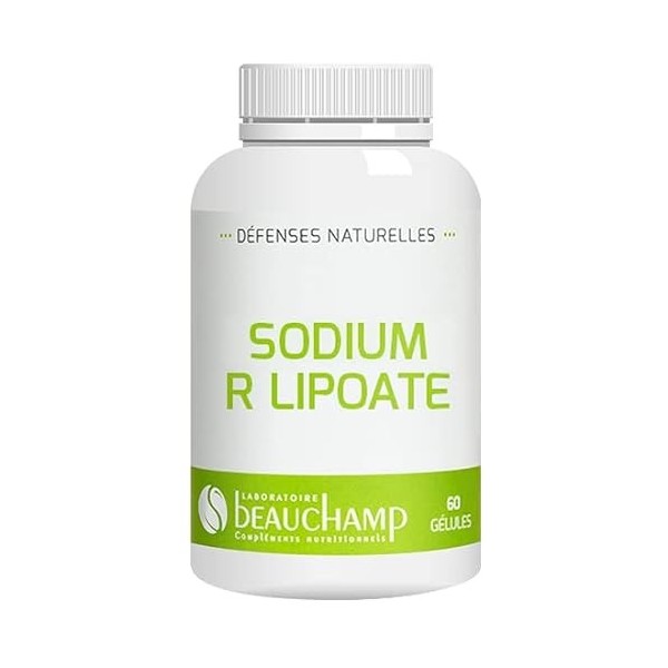 Laboratoire Beauchamp - Complément alimentaire SODIUM R LIPOATE 300 MG - 60 gélules - Puissant antioxydant - Défenses naturel