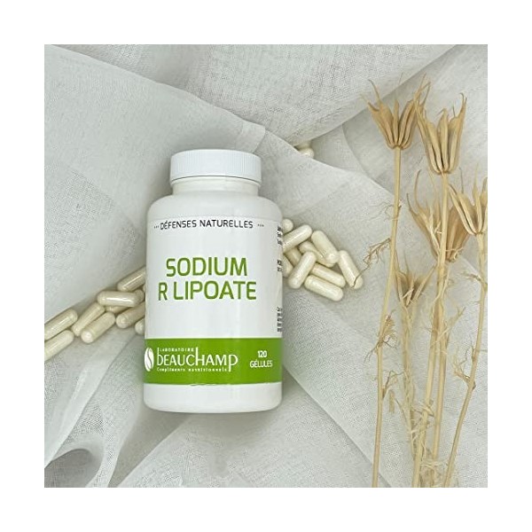 Laboratoire Beauchamp - Complément alimentaire SODIUM R LIPOATE 300 MG - 60 gélules - Puissant antioxydant - Défenses naturel