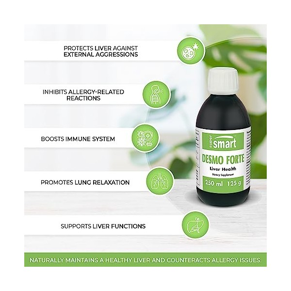 Supersmart - Desmo Forte 250 mL - Extrait de feuille de Desmodium Adsendens - Contribue à Optimise la Santé du Système Hépati