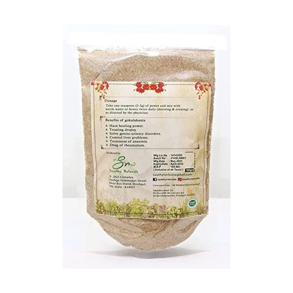 AOZA SWATHY Naturals : Poudre Neermulli vidhai 100 g / Poudre de Gokulakanta / Hygrophila Auriculata 100 g