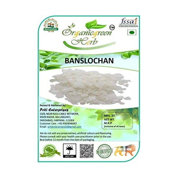 Verem Organicgreen Herb Banslochan – 400 g Tabasheer Tabachir Tabasheer Bambusa Arundinaces