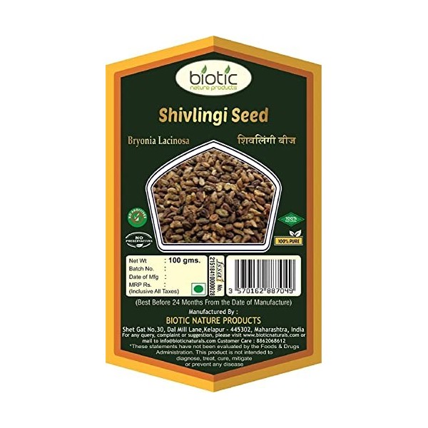 CROW Graines de Shivlingi biotiques - Bryonia Laciniosa - Shivlingi Beej 100 g