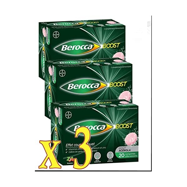 Berocca Boost Comprimés Effervescents - Lot de 3 Boites de 20 Comprimés