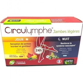SANTE VERTE Circulymphe Jambes légères Jour Nuit 56 Comprimés - Pack 2 Mois avec 2 boites de 56 comp 2 