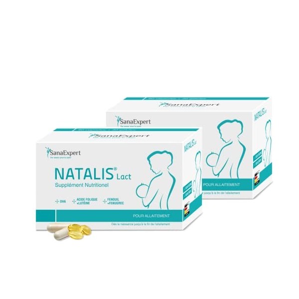 PACK 2 | SanaExpert Natalis Lact | Supplément pour lallaitement | avec fenouil , fenugrec, DHA ,acide folique 90 capsules .