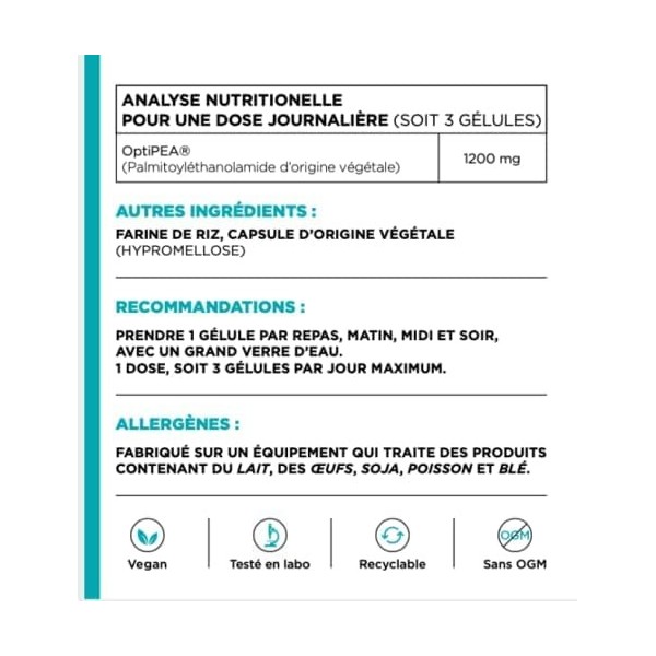 Gelules PEA 400mg palmitoyléthanolamide x 90 en pilulier