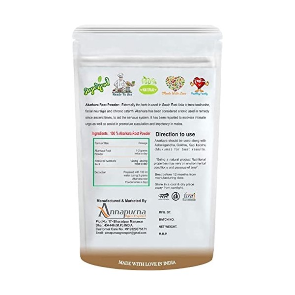 CROV Akarkara Root Powder | Anacyclus Pyréthre | Poudre de racine pelitoire - 200 g