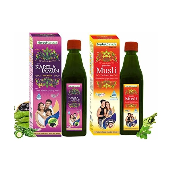 CROW Herbal Canada Musli 500 ml avec Herbal Canada Karela Jamun Swaras 500 ml 