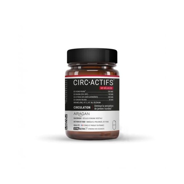 SYNACTIFS - CIRCActifs Circulation - Diminue la sensation de jambes lourdes - Complément alimentaire - Lot de 2 x 60 Gélules