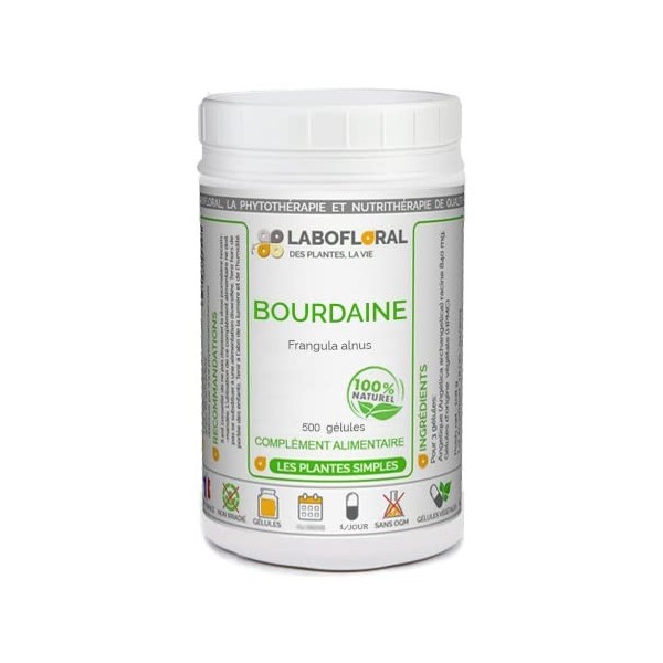 Bourdaine Labofloral 500 gélules dosées à 250 mg - Complément alimentaire - Laxatif naturel, constipation - Fabriqué en franc