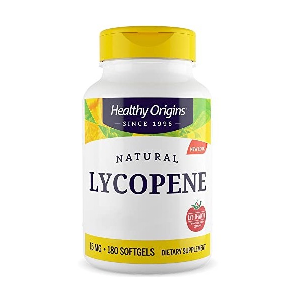 Healthy Origins, Natural Lycopene Lyc-o-Mato® , 15mg, Lycopène dExtrait de Tomate, 180 Capsules molles, Testé en Laboratoir