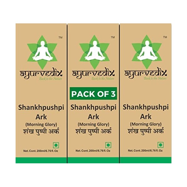 Ayurvedix Shankhpushpi Ark Lot de 3 distillats naturels Shankpushpi