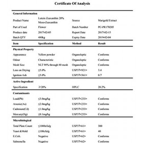 DR T & T ™ Lutéine Zéaxanthine Méso-Zéaxanthine 5% poudre 100g avec certificat
